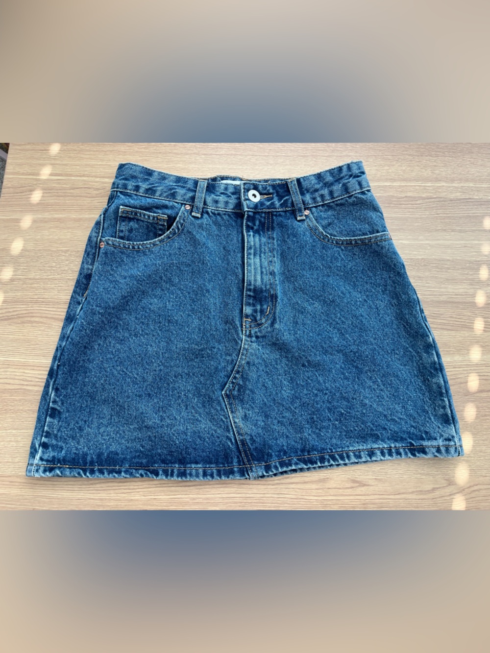 Cotton On Denim Mini Skirt Womens US 4 Blue High Rise Y2K A-Line Jean Skirt